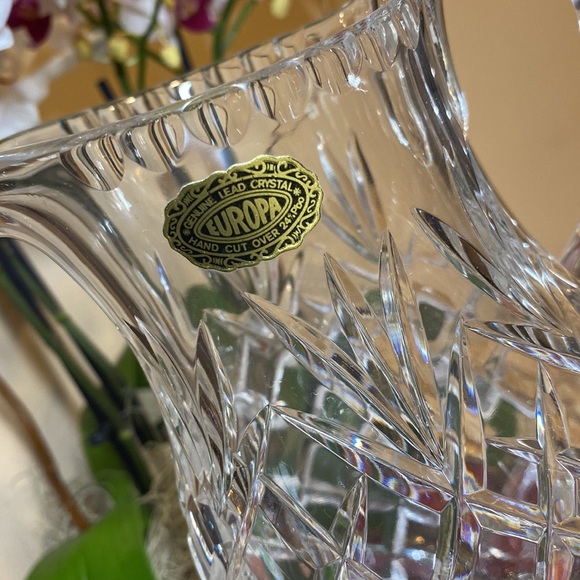 Vintage Europa Hand Cut 24% Lead Crystal Diamond & Starburst Motif Jug Pitcher - Picture 3 of 9